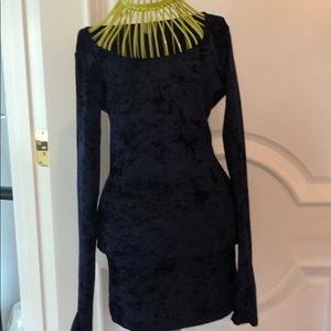 a velour fitted navy blue dress or shirt